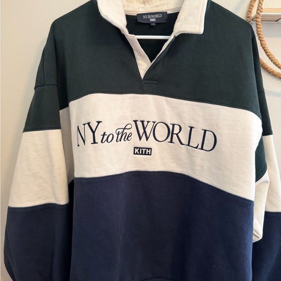 Kith Colorblock Rugby Pullover - Forest Green White Navy